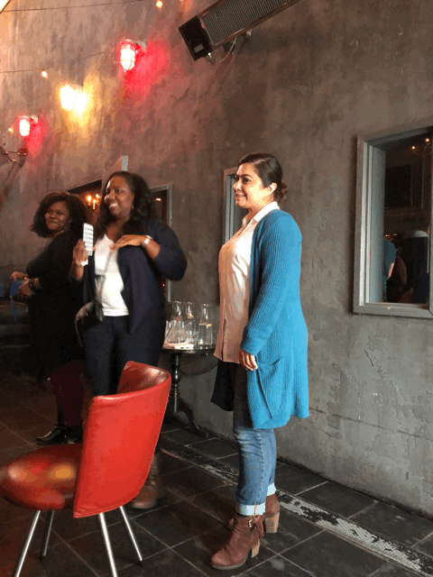 Smiling Woman Pointing GIF