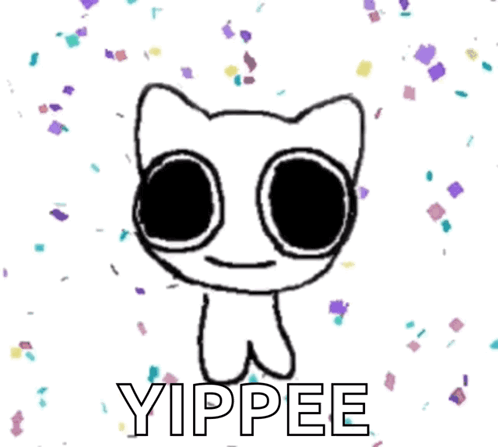 Smiling Yippee Creature Confetti Shower Smile GIF