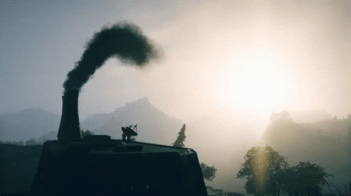 Chimney With Smoke And Satellite Dish GIF