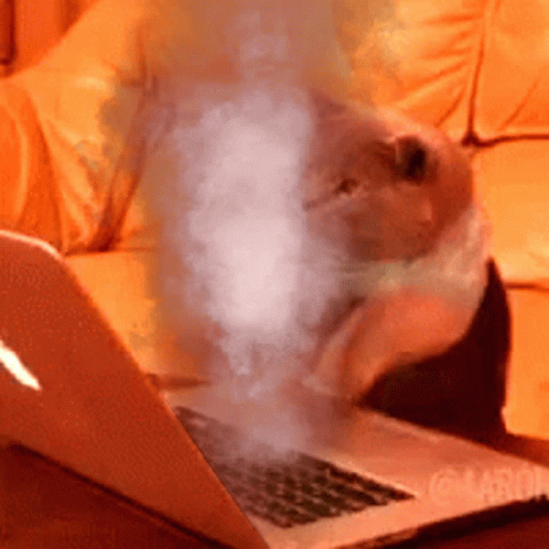 Smoke Is Coming Out Of A Laptop That Says ' Aaron ' On It GIF