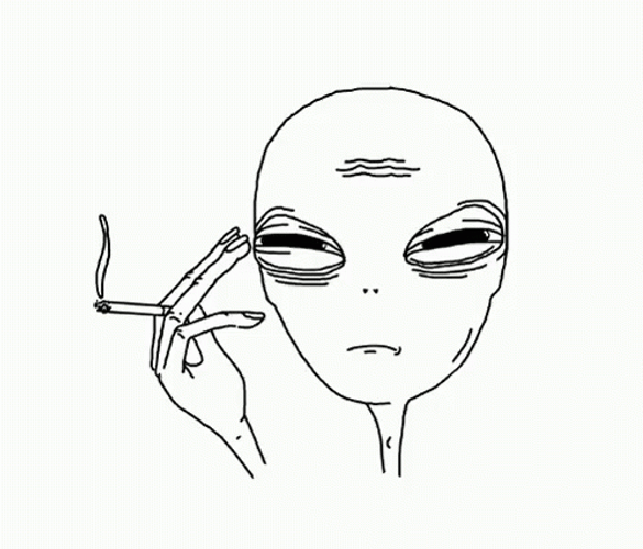 Smoking Alien Sketch GIF