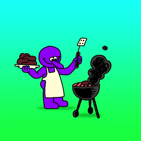 Smoking Grill Purple Creature Cooking GIF
