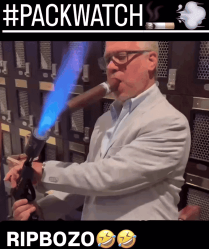 Smoking Man In Suit With #Packwatch Ripbozo Light GIF