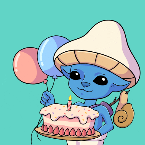 Smurf Cat Blowing Cake Candle Happy Birthday GIF