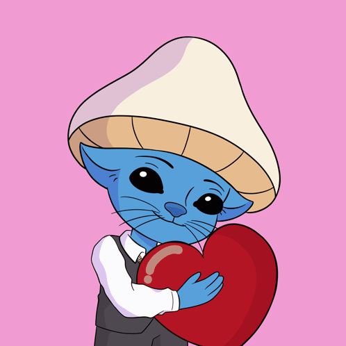 Smurf Cat Hugging Red Heart GIF