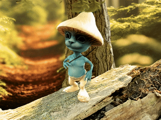 Smurf Cat Walking On Wood GIF