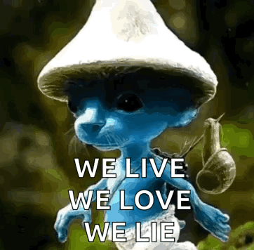 Smurf Cat We Live We Love We Lie GIF