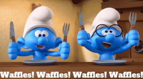 Smurf Holding Knife And Fork Waffles GIF