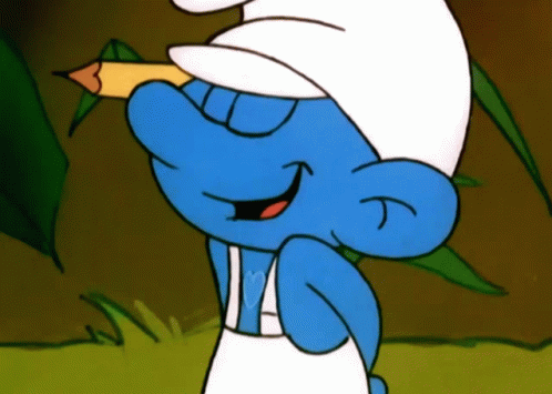 Smurf Holding Pencil In Mouth GIF