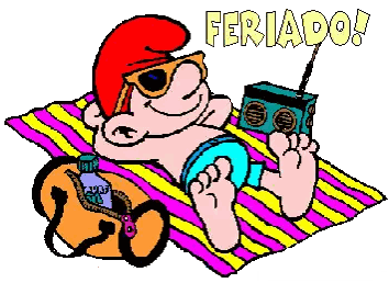 Smurf Lying on Striped Towel Feriado
