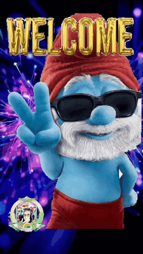 Smurf with Sunglasses and Welcome Hat