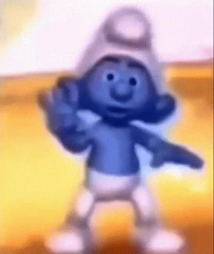 Smurf With White Hat Dancing And Pointing GIF
