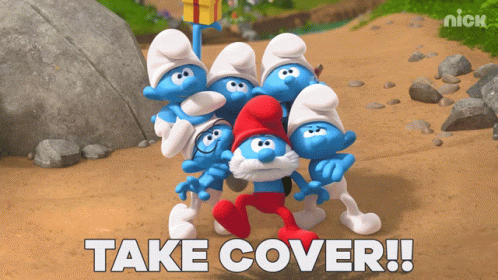 Smurfs Saying Take Cover