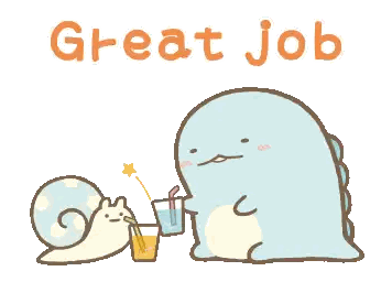 Snail and Dinosaur Cartoon Saying Great Job