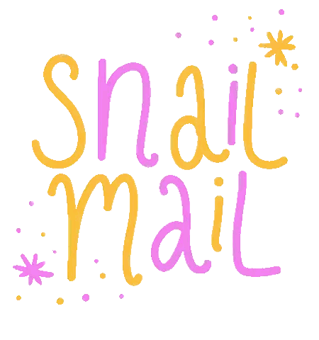 Snail Mail Word in Yellow and Pink