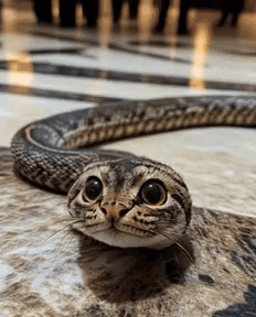 Snake-Like Cat Lying on Floor