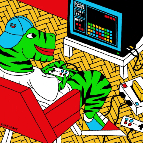 Snake Man Playing Tetris GIF