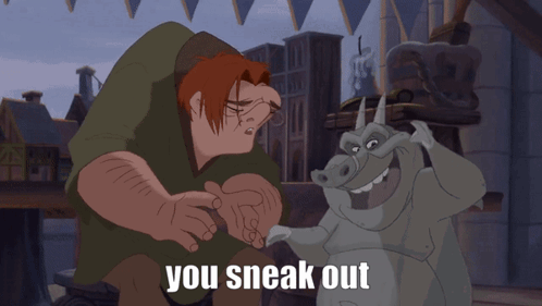 Sneak Out Quasimodo GIF
