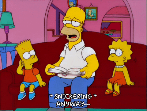 Snickering Homer Simpson With Lisa And Bart GIF