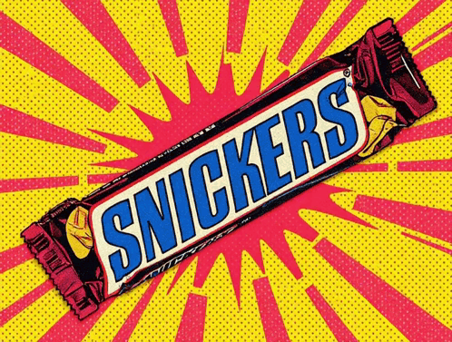 Snickers Bar on Pink and Yellow