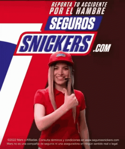 Snickers Woman in Red Hat Giving Thumbs Up