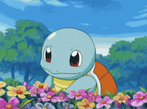 Squirtle Sniff On The Flowers GIF
