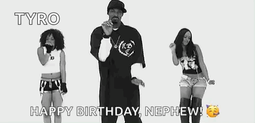 Snoop Dogg And Two Women Are Dancing Together In A Black And White Photo . GIF