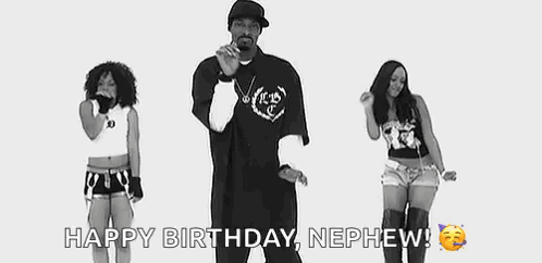 Snoop Dogg Is Dancing With Two Women And Says `` Happy Birthday , Nephew ! '' GIF