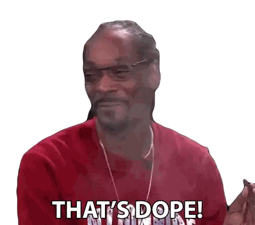 snoop dogg is wearing glasses and a red shirt and saying that 's dope !