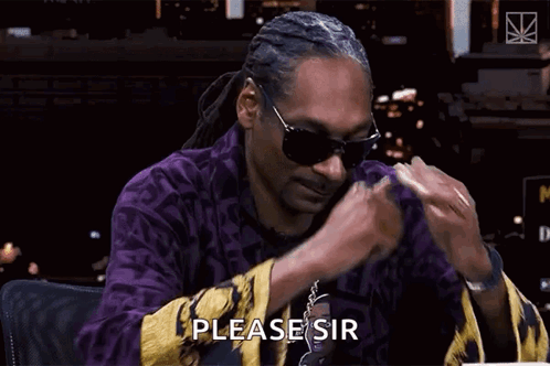 Snoop Dogg Is Wearing Sunglasses And A Purple Shirt And Is Saying Please Sir GIF