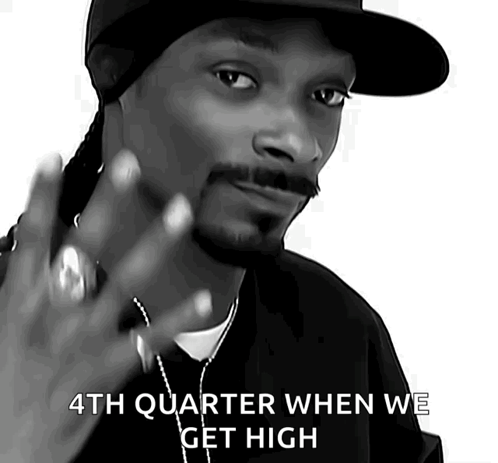 Snoop Dogg Says " 4Th Quarter When We Get High " In This Black And White Photo GIF