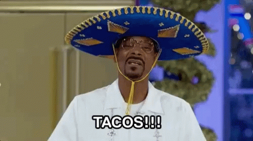 Snoop Dogg Wearing Blue Sombrero Saying Tacos