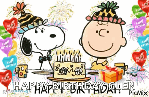 Snoopy and Charlie Brown Celebrating Birthday