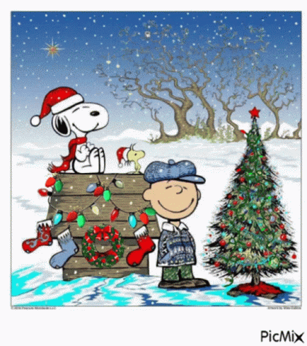 Snoopy and Charlie Brown Decorating Christmas Tree