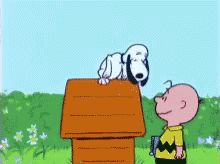 Snoopy and Charlie Brown Looking at Each Other