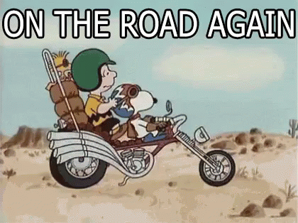 Snoopy and Charlie Brown Riding Motorcycle