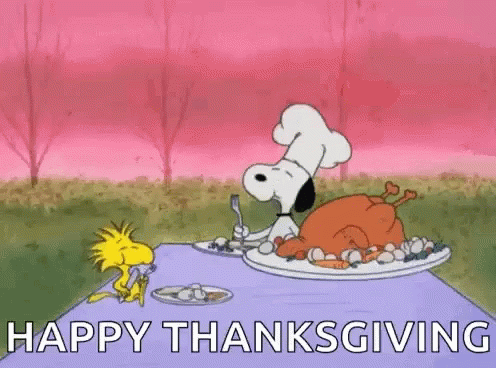 Snoopy And Woodstock Animated Happy Thanksgiving GIF
