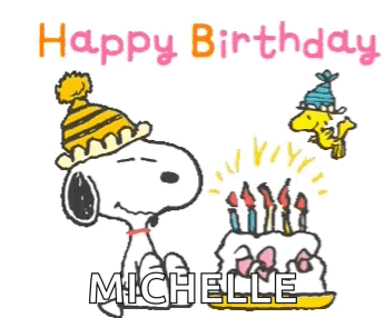 Snoopy And Woodstock Are Celebrating A Birthday With A Cake GIF