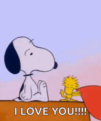 Snoopy And Woodstock Are Holding A Large Heart In Their Mouths . GIF