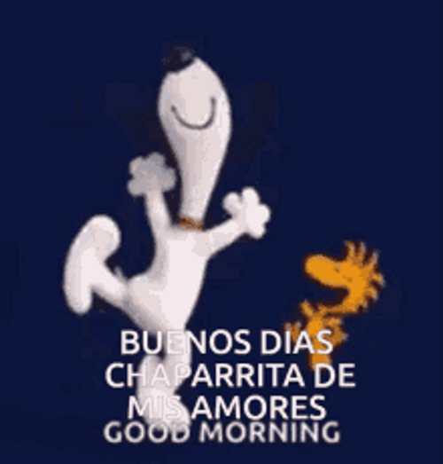 Snoopy And Woodstock Happy Hopping Buenos Dias Amor GIF