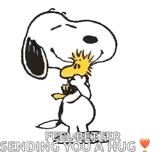 Snoopy And Woodstock Hugging GIF