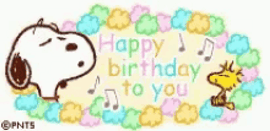 Snoopy And Woodstock Singing Peanuts Happy Birthday GIF