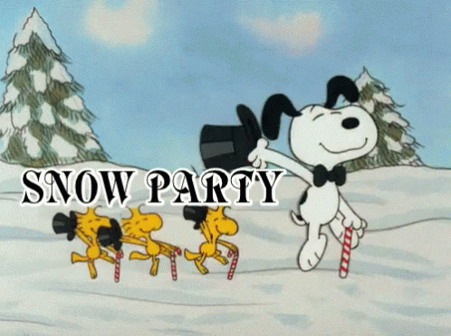 Snoopy And Woodstock Snow Party GIF