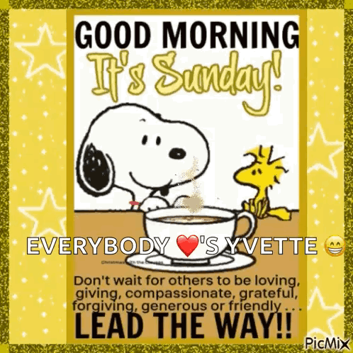 Snoopy and Woodstock with Coffee