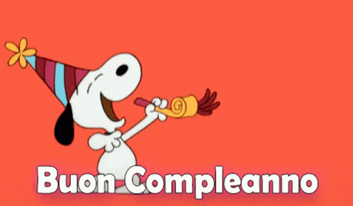 Snoopy Blowing Party Horn Buon Compleanno GIF