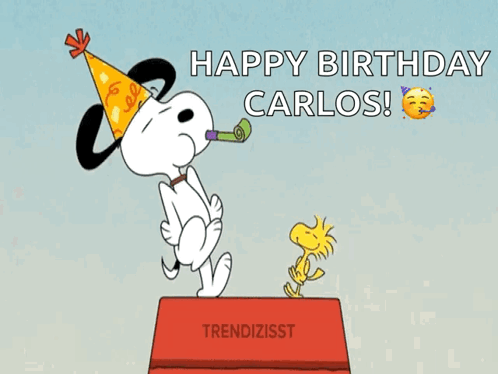 Snoopy Blowing Party Horn Happy Birthday Carlos