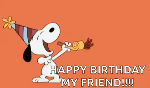Snoopy Blowing Party Horn Happy Birthday My Friend GIF