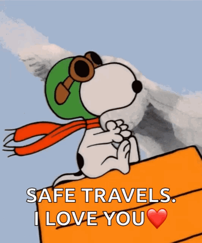 Snoopy Bon Voyage Safe Travels GIF