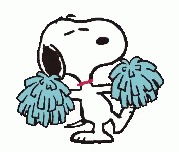Snoopy Cheering With Blue Pom Poms GIF