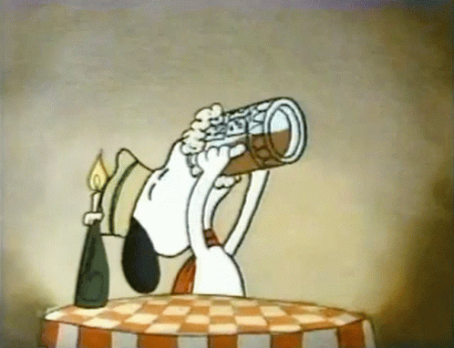 Snoopy Chugging Beer GIF